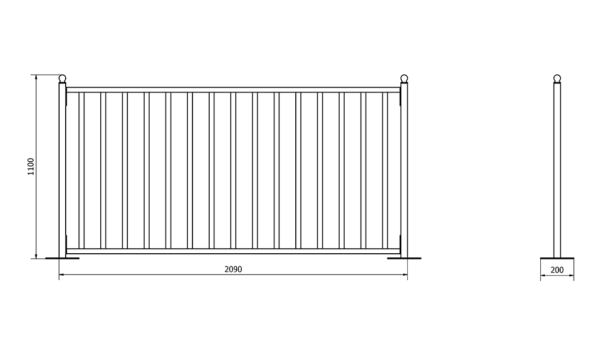 Eco-Pro Ograda metalna O01-Dimensions